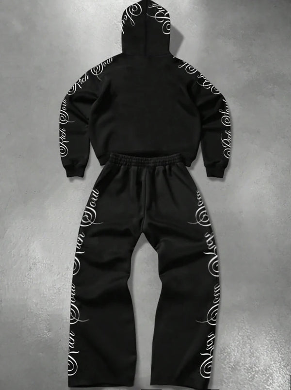 Trendy Floral Hoodie Set for Men
